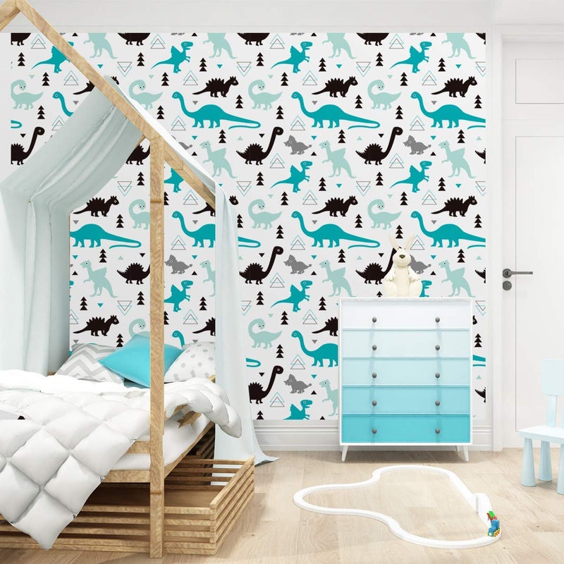 Taogift Peel and Stick Dinosaur Cartoon Contact Paper Wallpaper for Kids Boys Room Bedroom Walls Decoration 17.7x78.7 Inches - Image 3